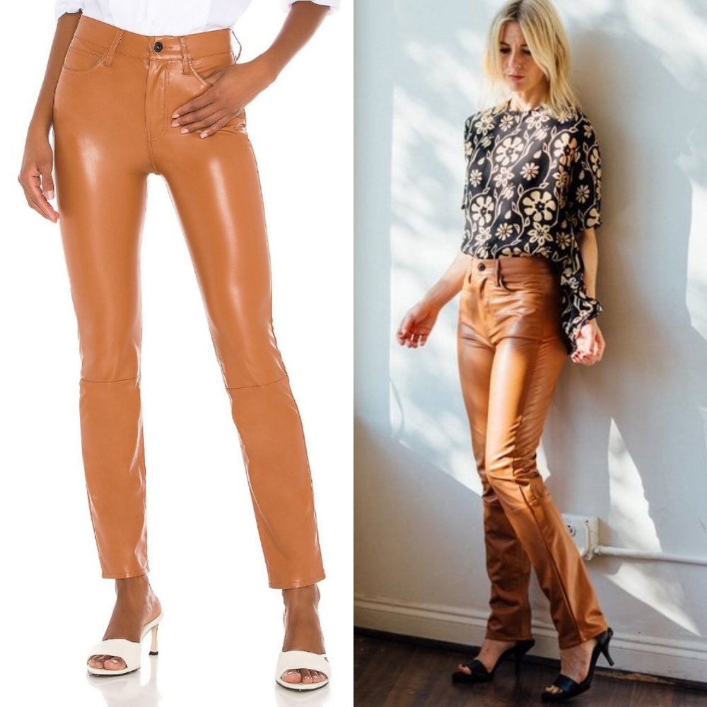 NWT Revolve Jonathan Simkhai E Cig High Rise Faux Leather Pants Toffee